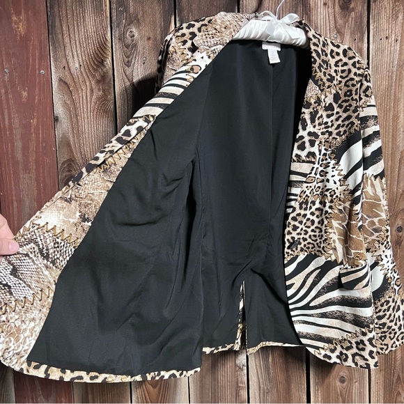 Chico’s Animal Print Giraffe Zebra Leopard Snake Career Mob Wife Blazer Sz M - Picture 6 of 12
